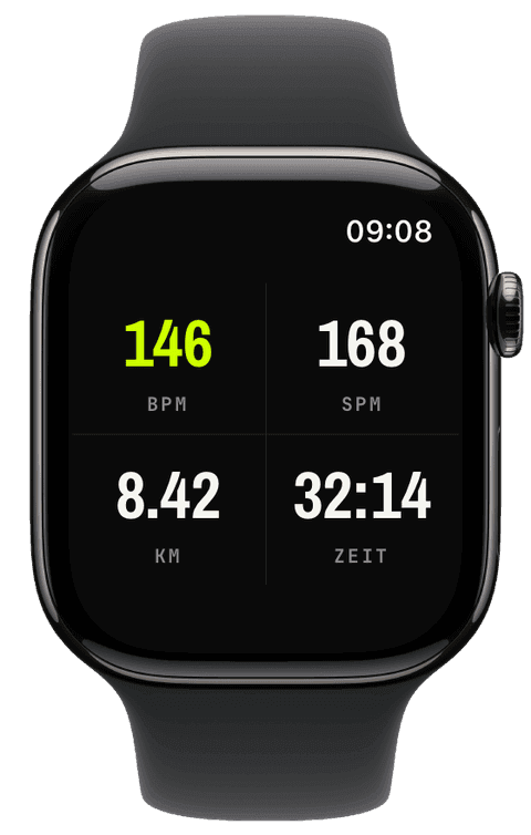 Ein Lauftraining mit Vier-Werte-Schrittfrequenz-Dashboard