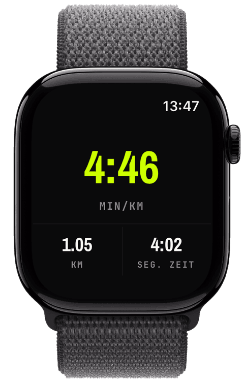 Live-Segment-Tempo und -Zeit während eines Trainings auf der Watch — Athletic
