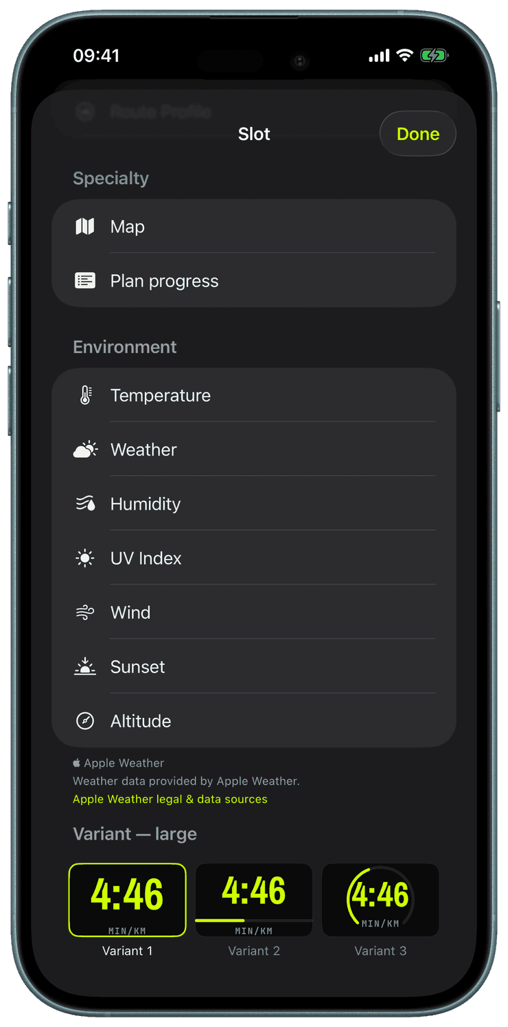 The Environment widget category with weather and altitude widgets on iPhone