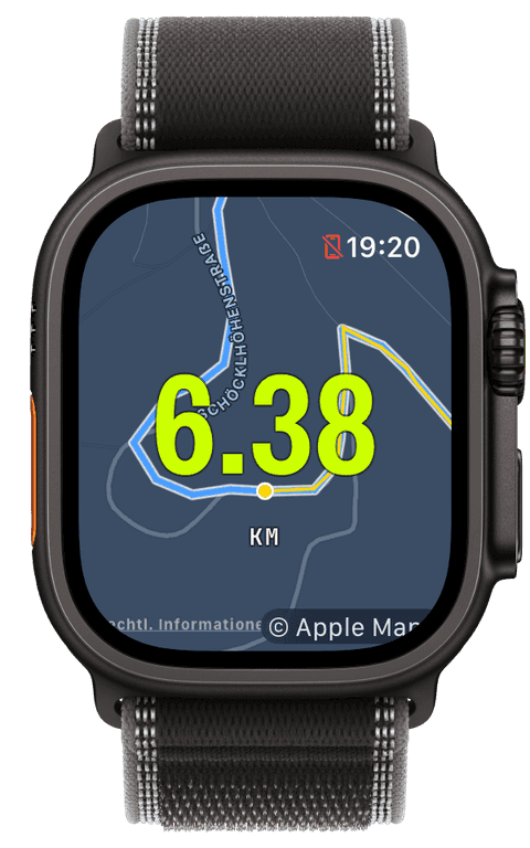 Eine Wanderung mit Distanz über einer Routenkarte