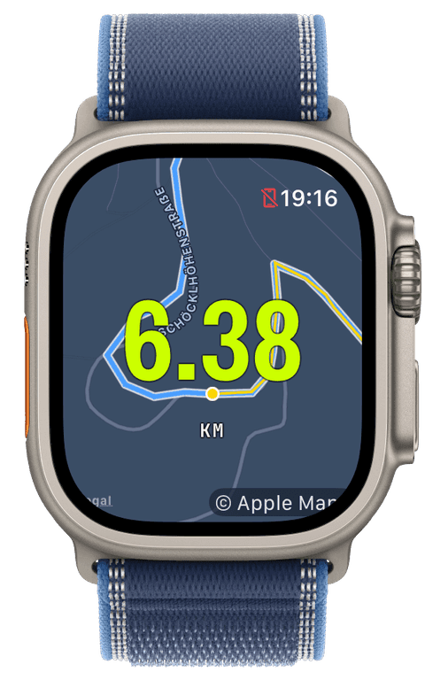 A hike with distance over a route map