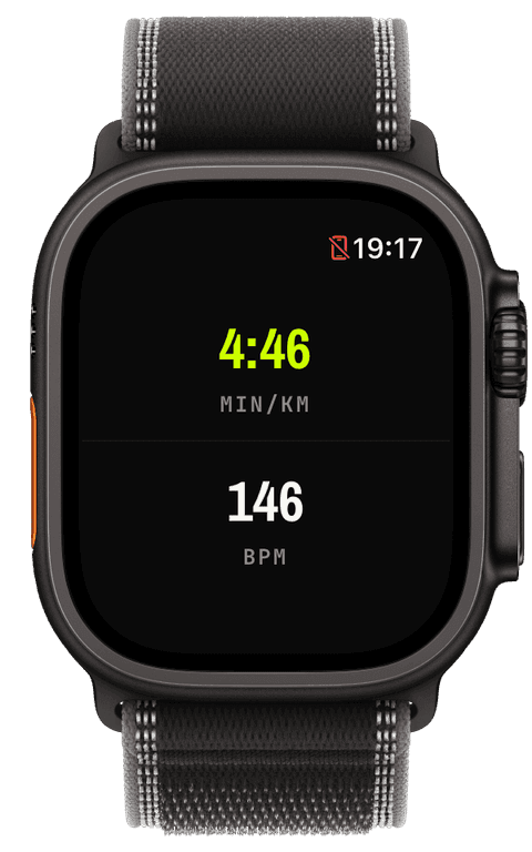 A rowing session with a split pace and heart-rate view