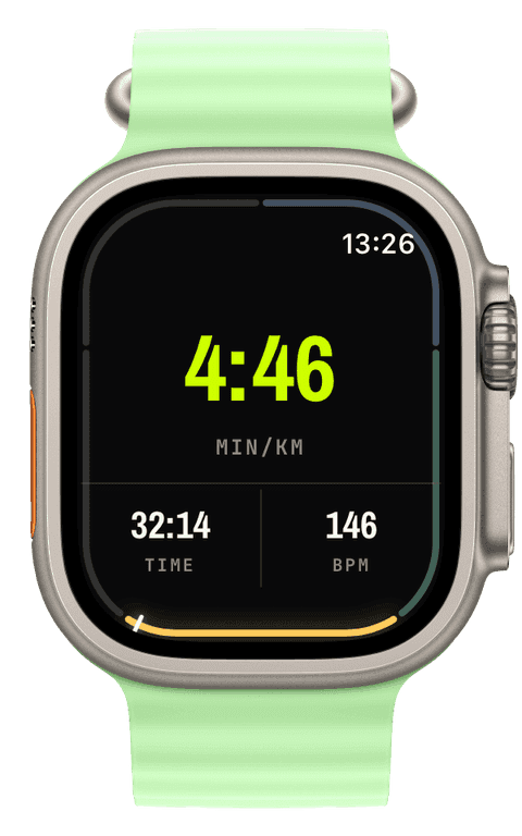 A live running workout on Apple Watch — Athletic