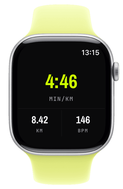 A Triad layout showing distance, time and heart rate — Athletic