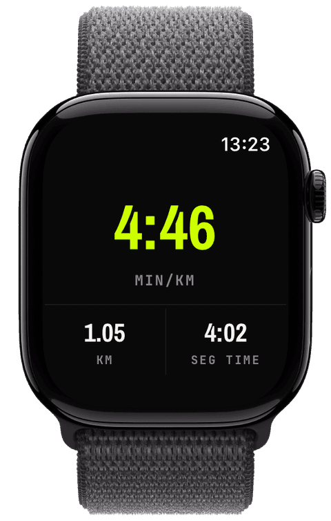 Live segment pace and time during a workout on the watch — Athletic