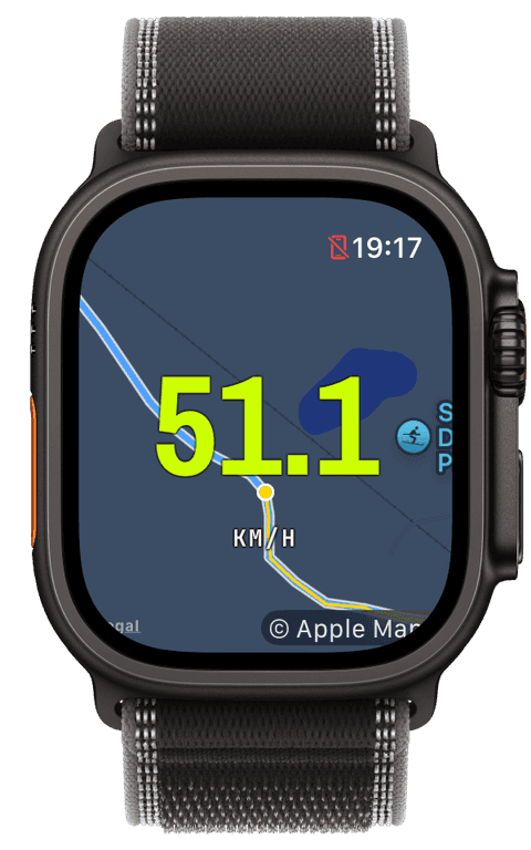A downhill run with speed over the slope map