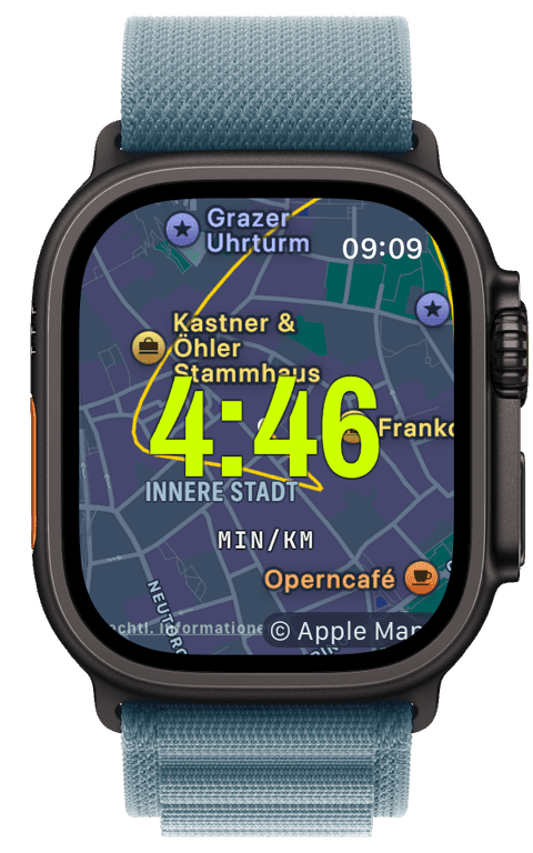 Ein Trail-Lauf mit Offline-Karten-Hintergrund