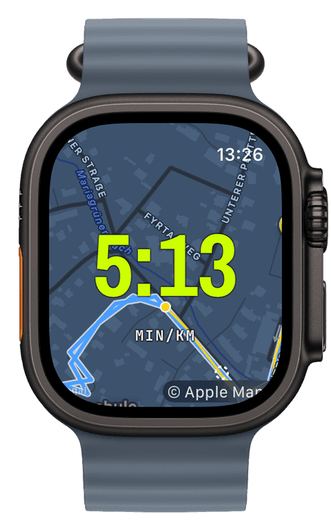 A trail run with an offline map background and route trail — Athletic